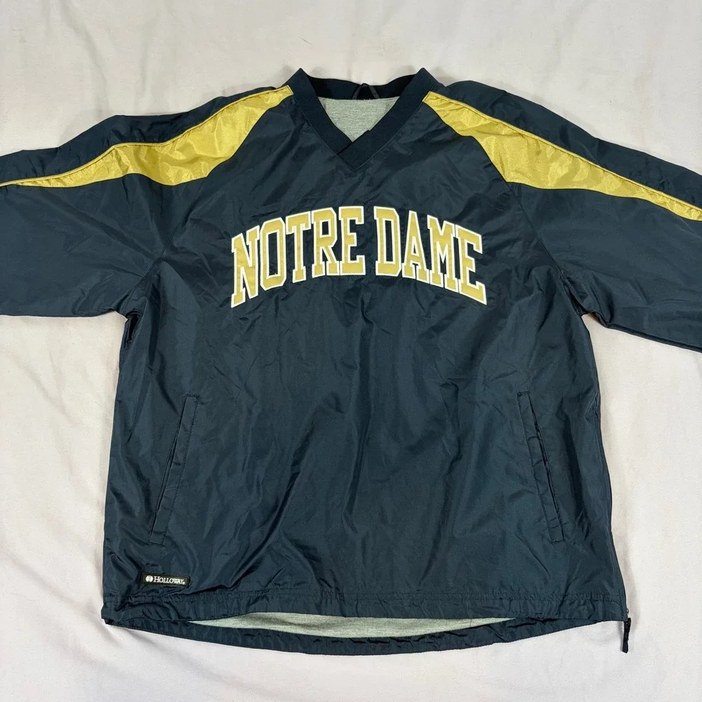 Holloway Notre‎ Dame Fighting Irish Windbreaker M Navy Gold Collegiate Retro 90s